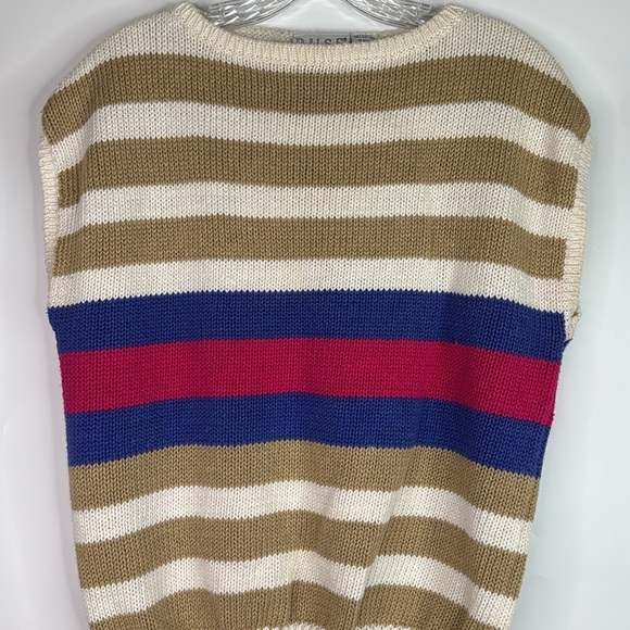 Vintage Russ Sleeveless Striped Sweater Size Large - Picture 2 of 8